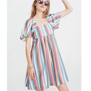 Square-Neck Mini Dress in Festival Stripe